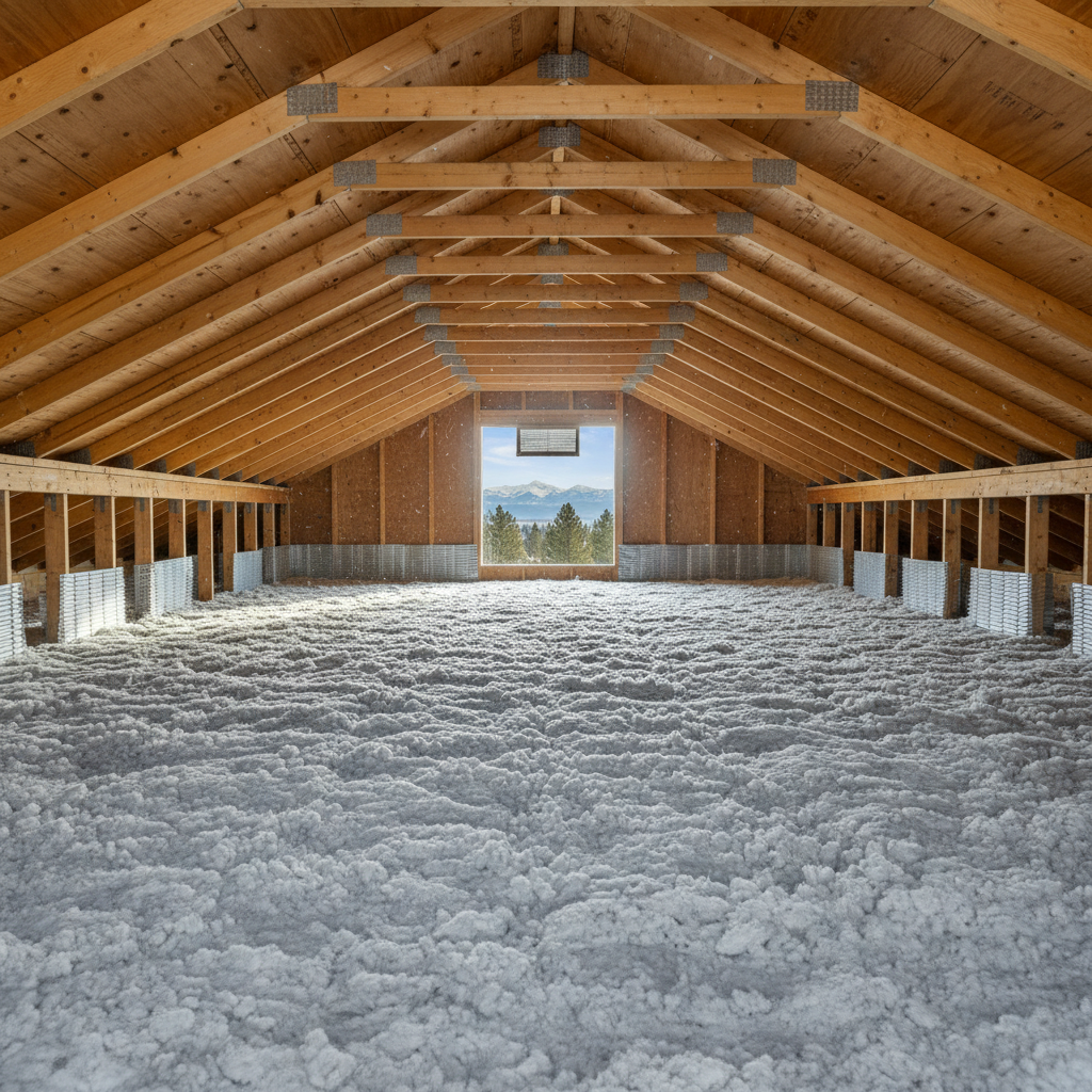 Completed attic insulation work at a residential property in Eagle, ID