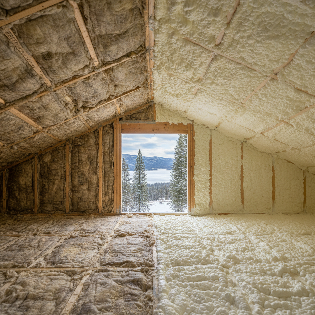 Completed open cell spray foam work at a residential property in McCall, ID