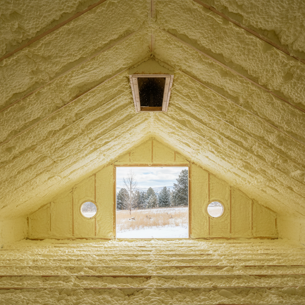 Completed open cell spray foam work at a residential property in Meridian, ID