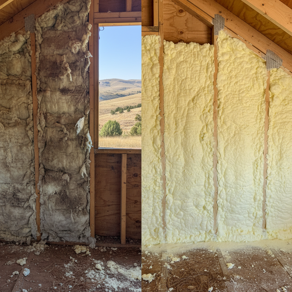 Completed open cell spray foam work at a residential property in Boise, ID