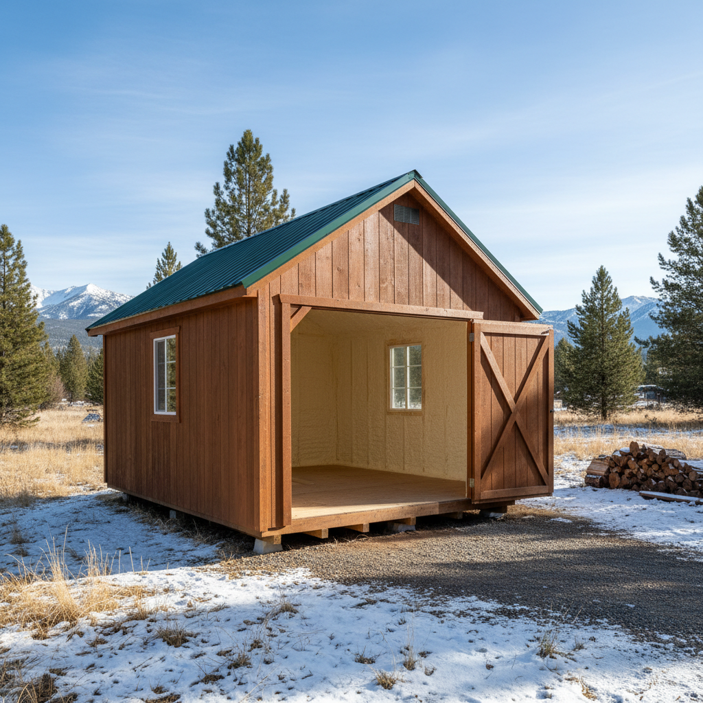 Completed shed insulation work at a residential property in McCall, ID