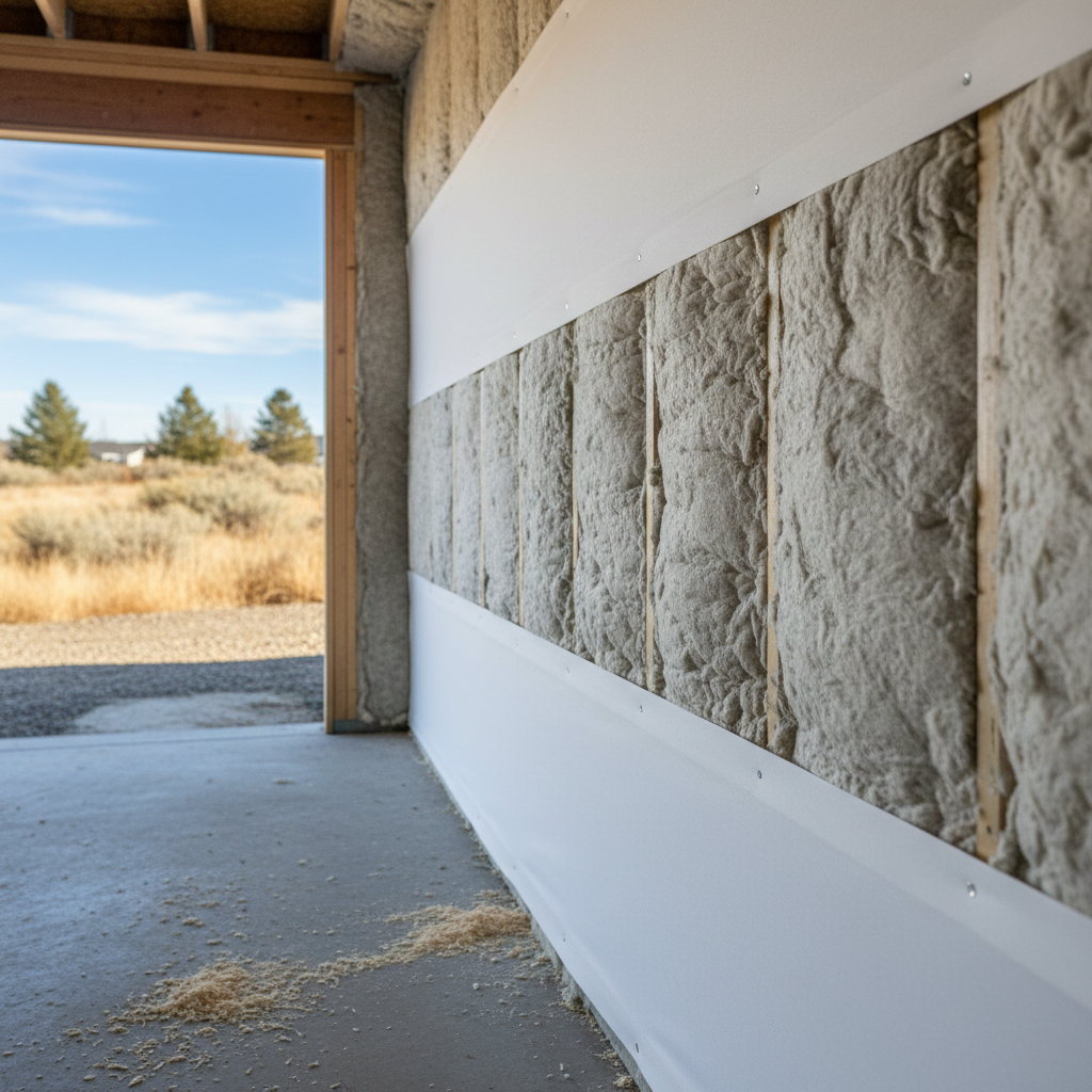 Completed garage insulation work at a residential property in Meridian, ID