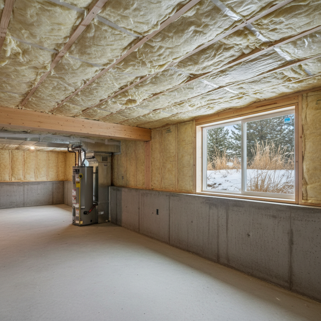 Completed basement insulation work at a residential property in Boise, ID