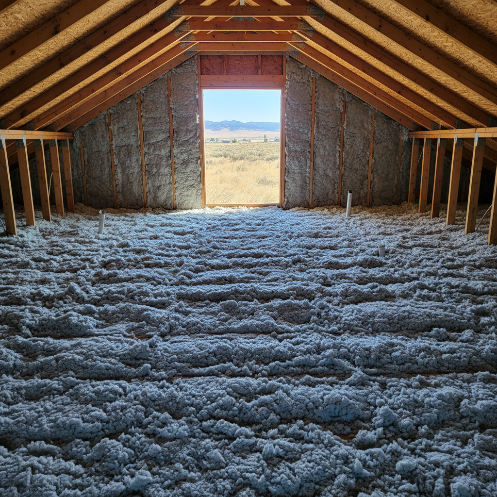 Completed blown-in insulation work at a residential property in Meridian, ID