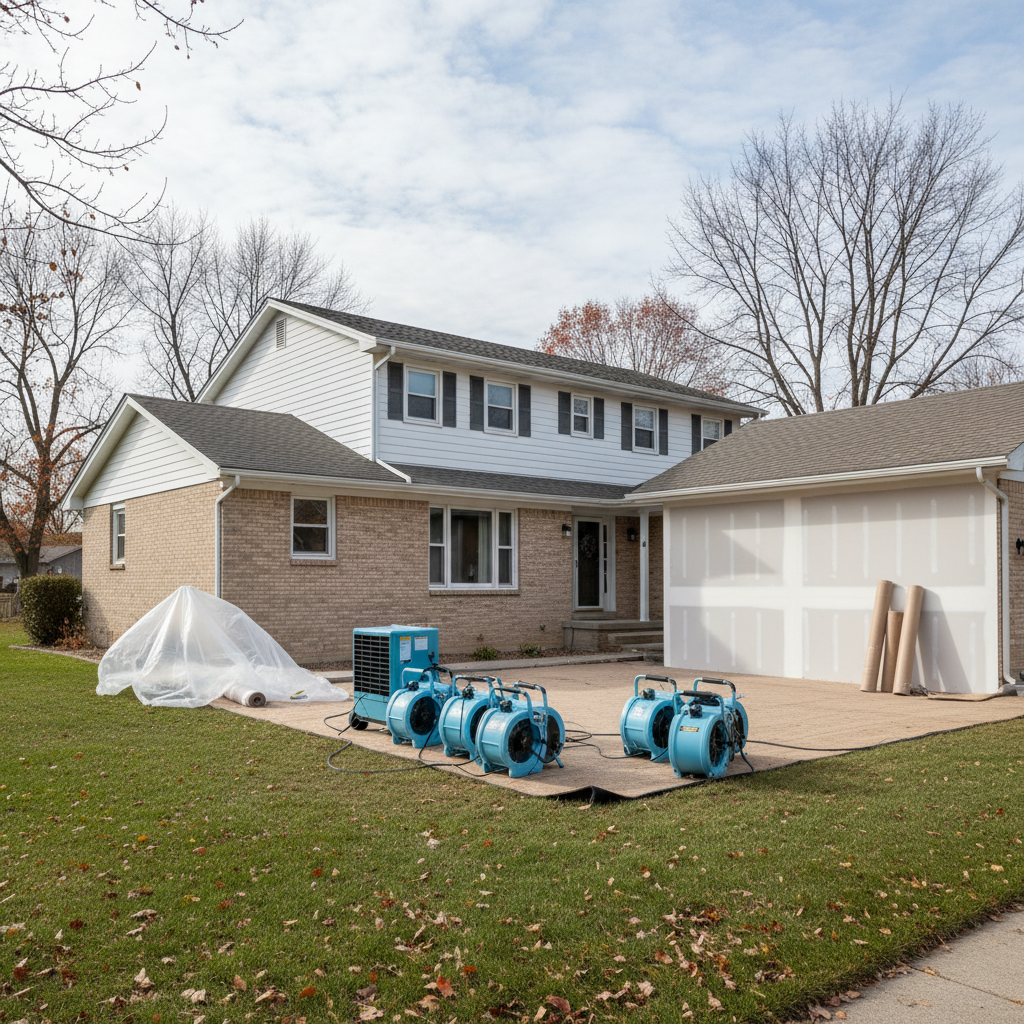 Completed structural drying work at a residential property in Rockford, IL