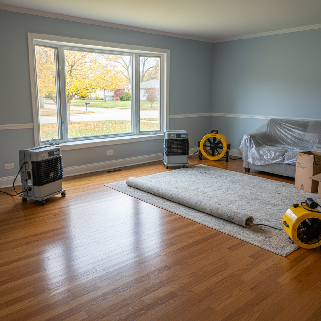 Completed structural drying work at a residential property in Bellwood, IL