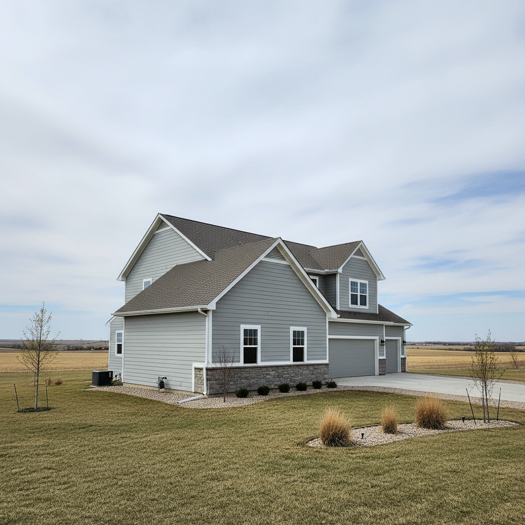 Completed cement siding work at a residential property in Garden City, KS