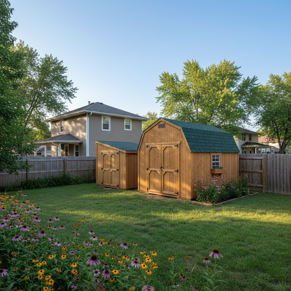 Completed garden sheds work at a residential property in Wichita, KS