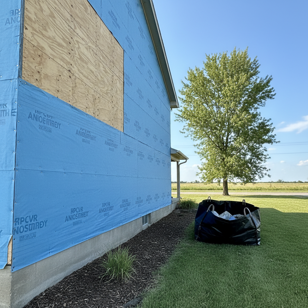Completed siding removal work at a residential property in Dodge City, KS