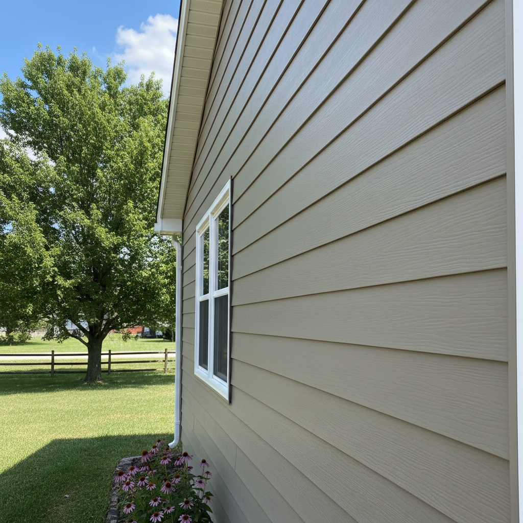 Completed vinyl siding installation work at a residential property in Topeka, KS
