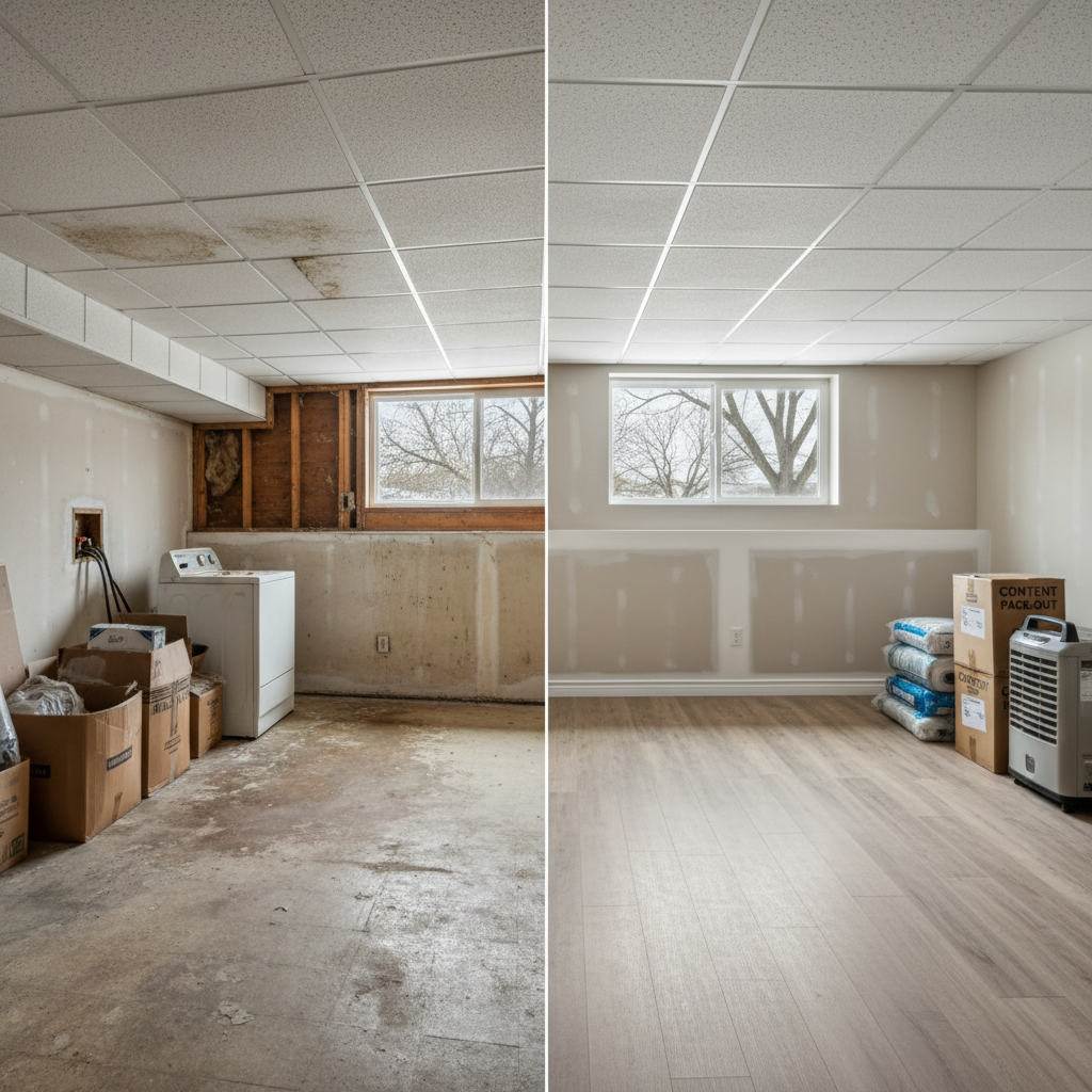 Completed content pack-out and restoration work at a residential property in Lincoln Park, MI