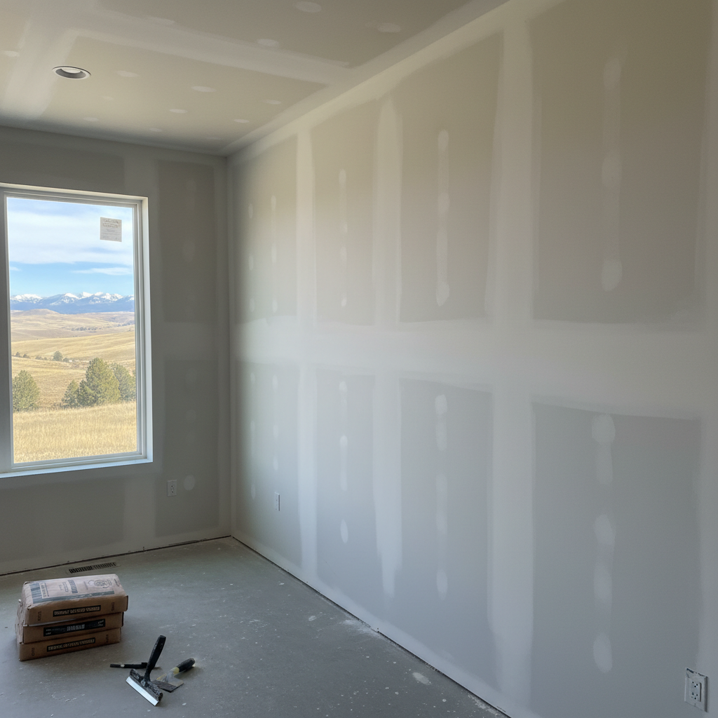 Completed drywall finishing work at a residential property in Billings, MT