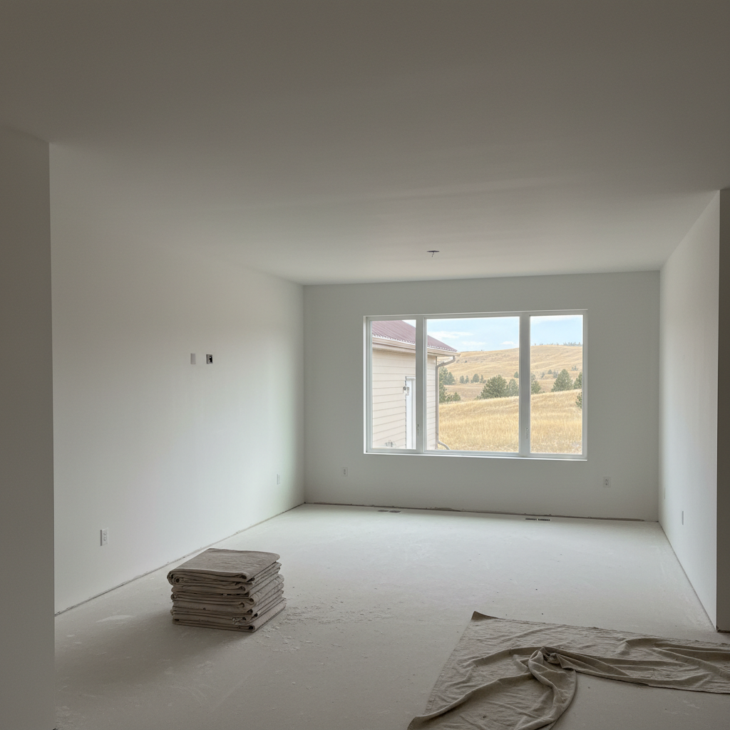 Completed drywall priming work at a residential property in Billings, MT