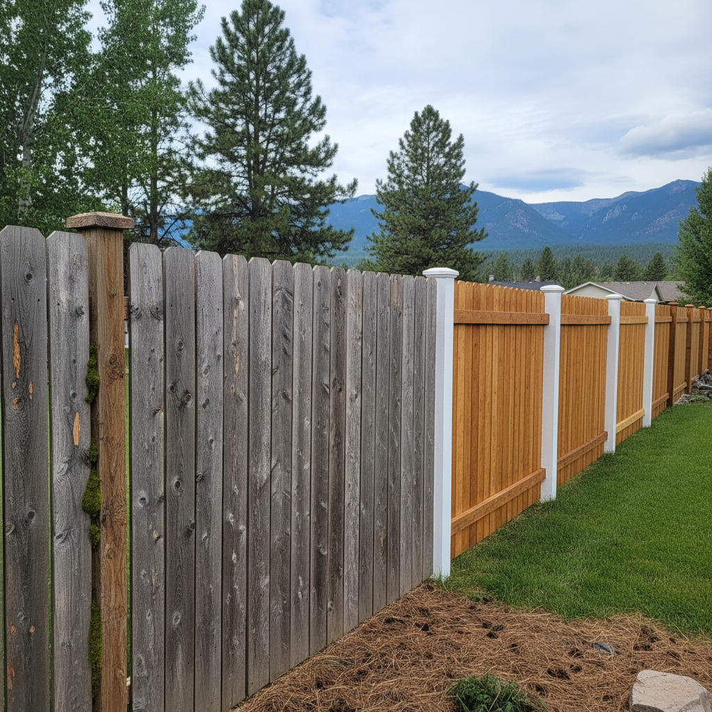 Completed fence staining and painting work at a residential property in Missoula, MT