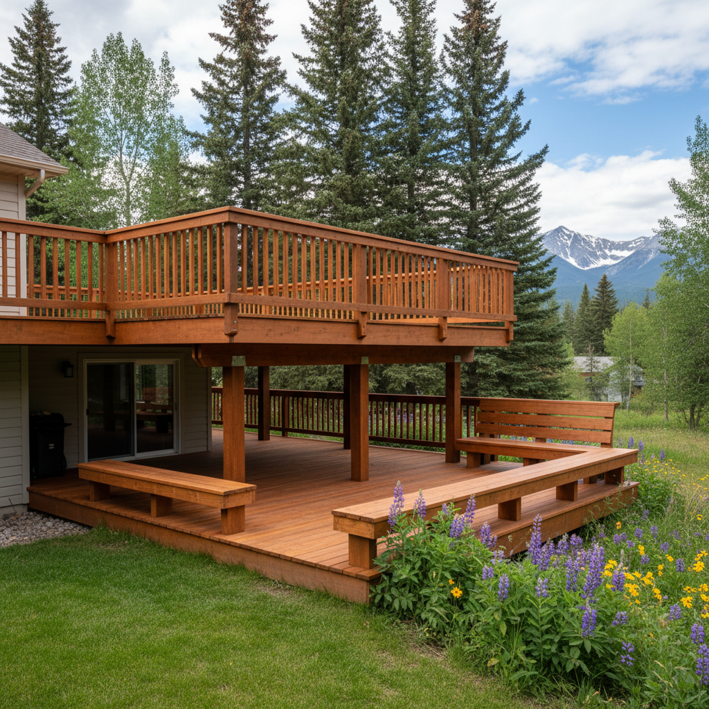 Completed deck staining work at a residential property in Whitefish, MT