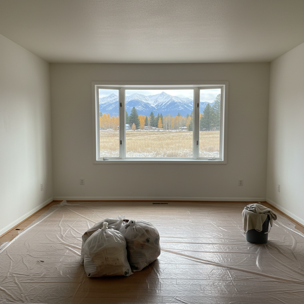 Completed wallpaper removal work at a residential property in Victor, MT