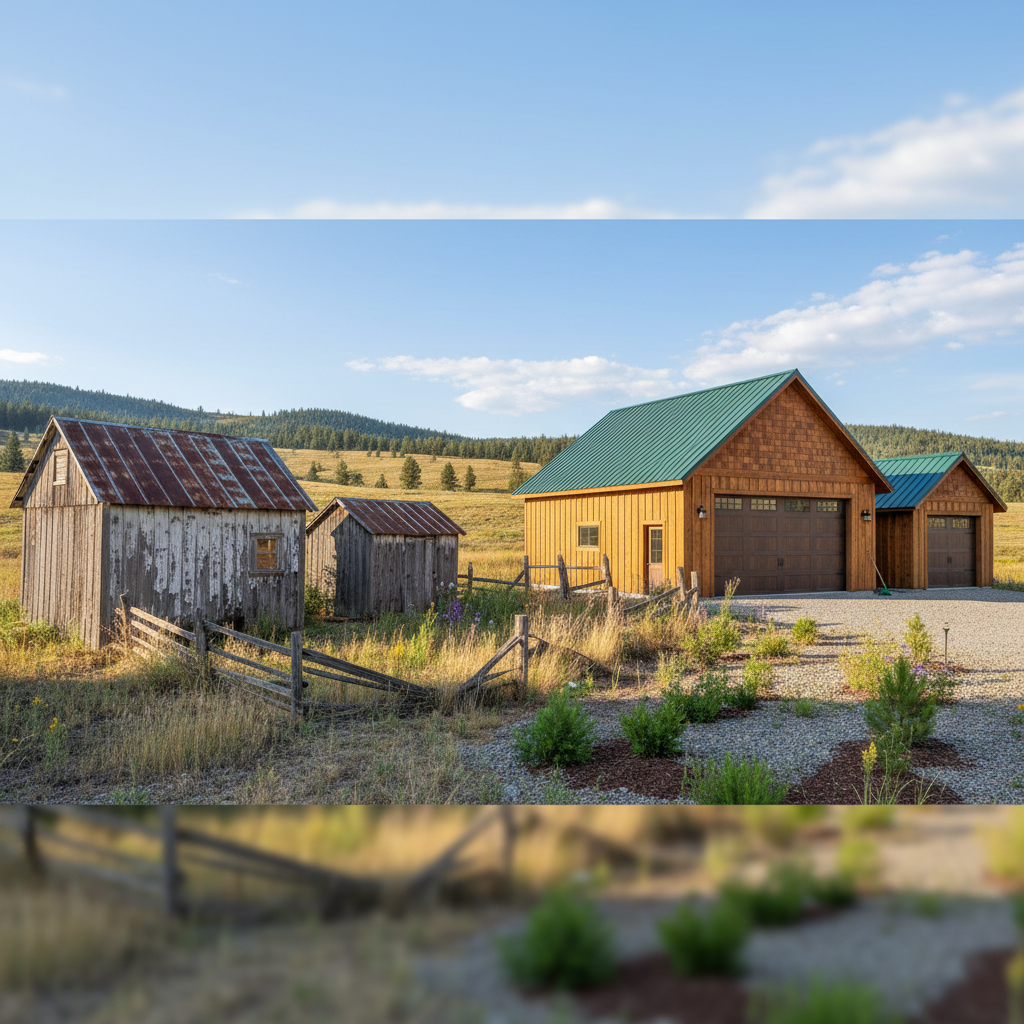 Completed garages work at a residential property in Victor, MT