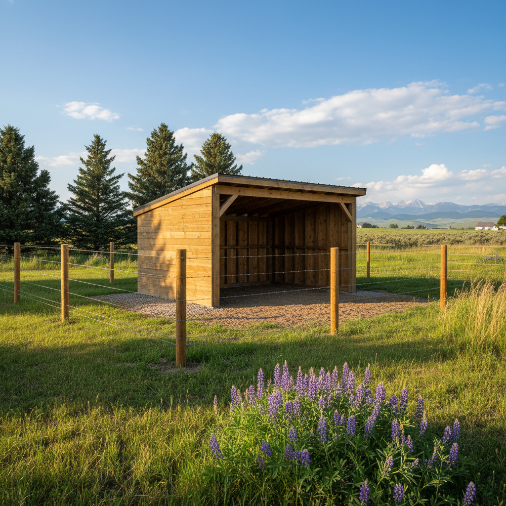 Completed livestock shelters work at a residential property in Billings, MT