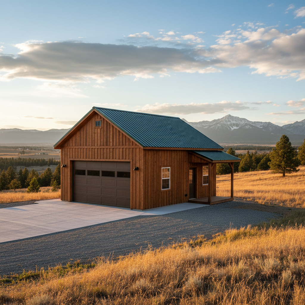 Completed garage design & building work at a residential property in Victor, MT