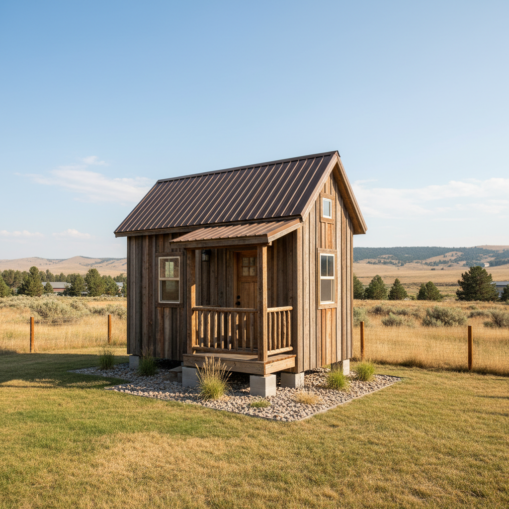 Completed tiny homes work at a residential property in Billings, MT