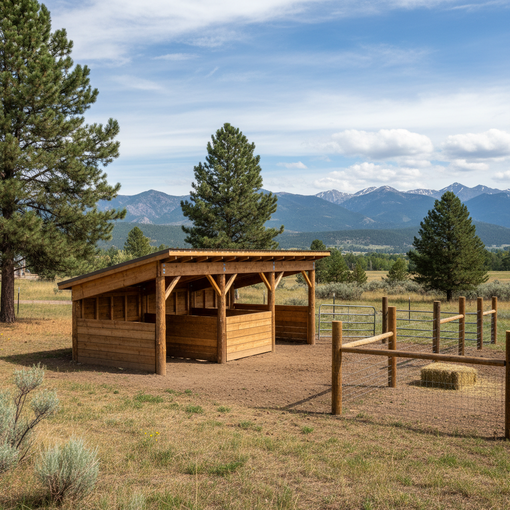 Completed livestock shelters work at a residential property in Helena, MT