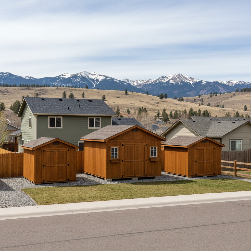 Completed storage sheds work at a residential property in Helena, MT