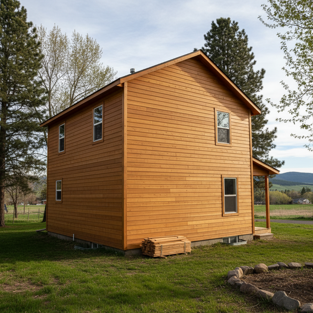Completed wooden siding work at a residential property in Missoula, MT