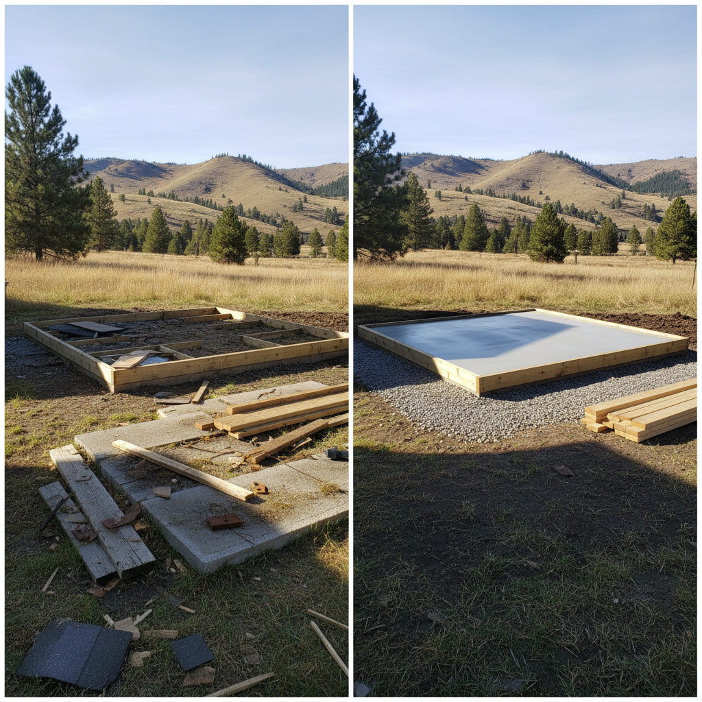 Completed shed foundation work work at a residential property in Helena, MT