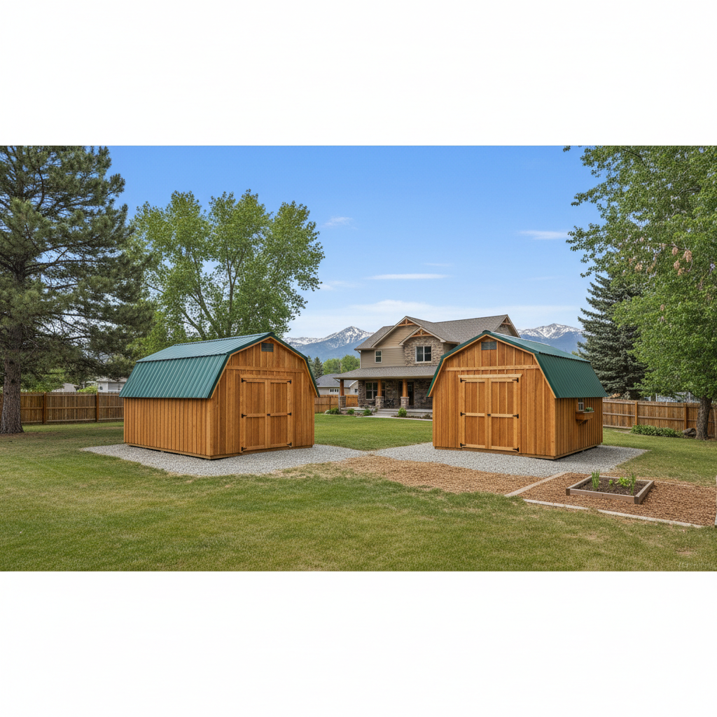 Completed storage sheds work at a residential property in Missoula, MT