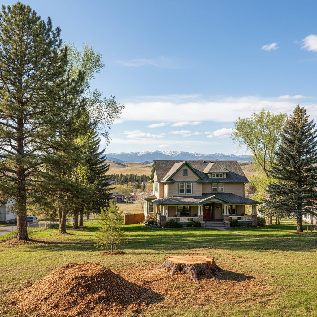Completed tree removal work at a residential property in Helena, MT
