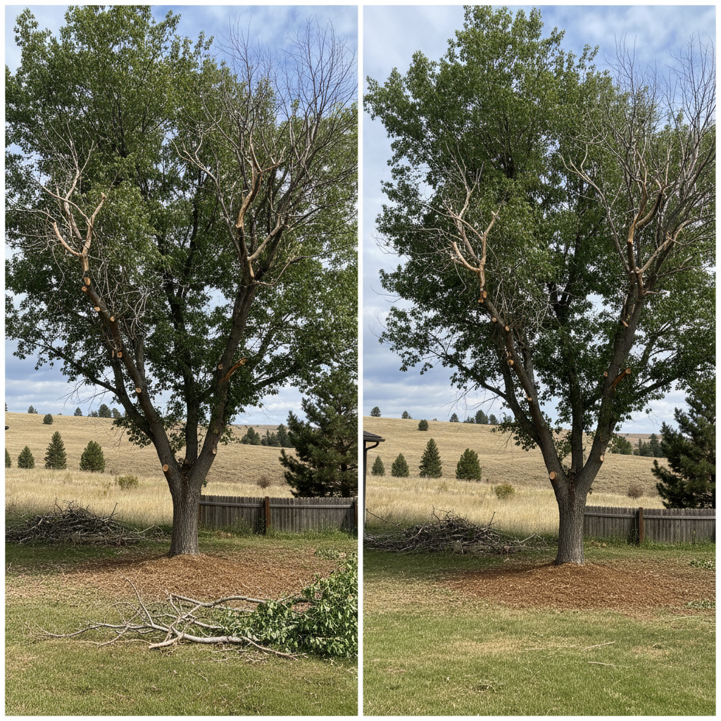 Completed tree pruning work at a residential property in Billings, MT
