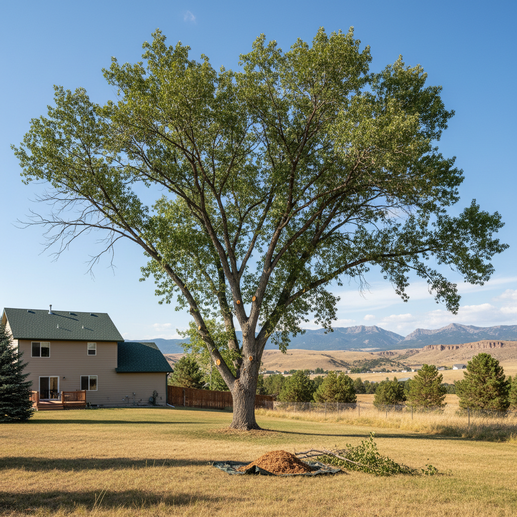 Completed tree trimming work at a residential property in Billings, MT