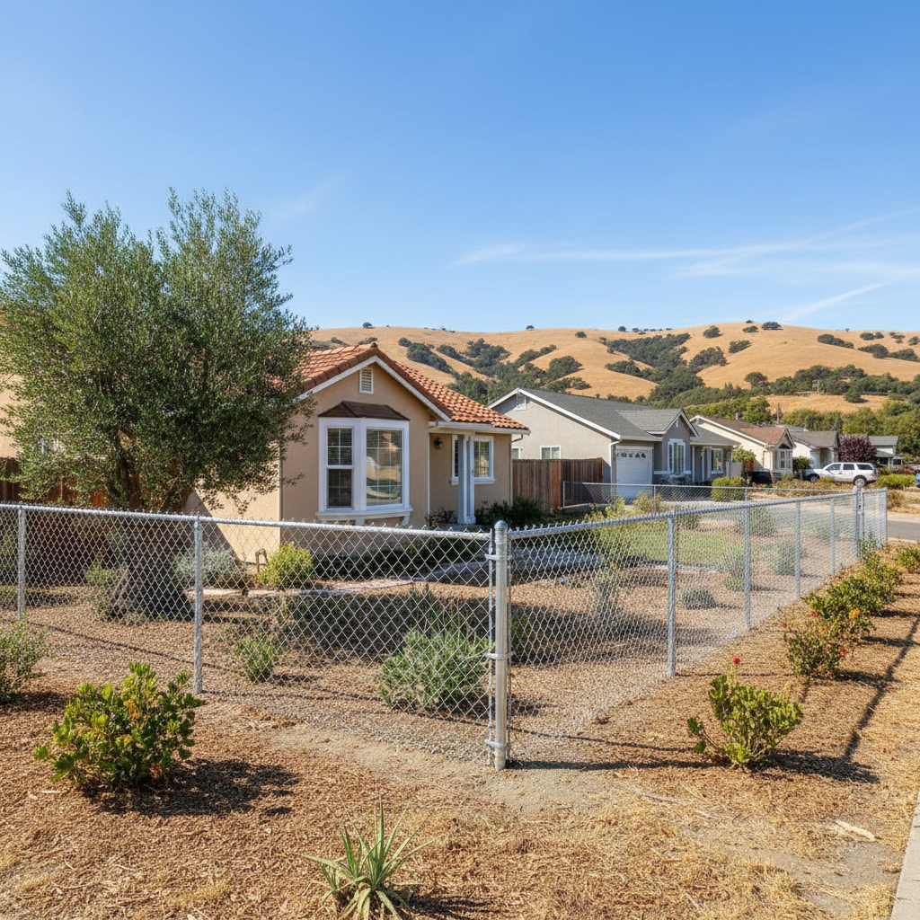 Completed chain link fence installation work at a residential property in Benicia, CA