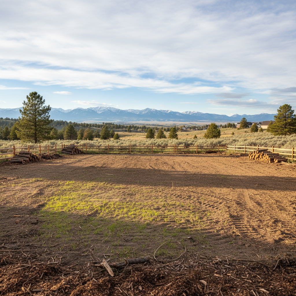 Completed land clearing work at a residential property in Billings, MT