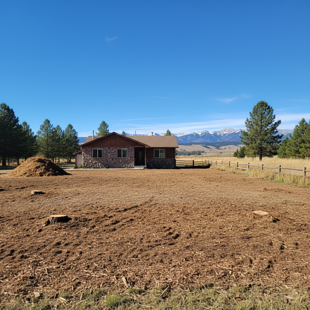 Completed land clearing work at a residential property in Laurel, MT