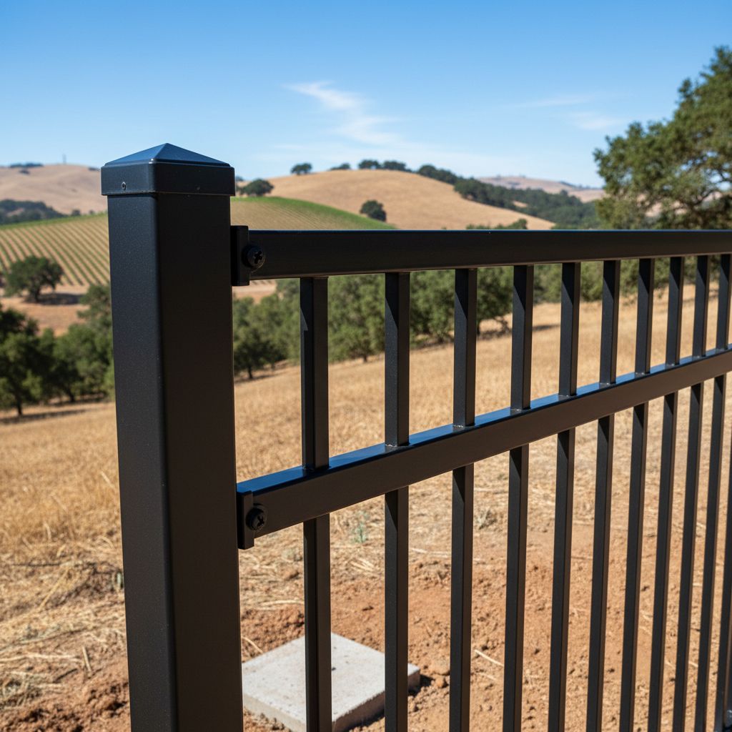 Completed aluminum fence installation work at a residential property in Napa, CA
