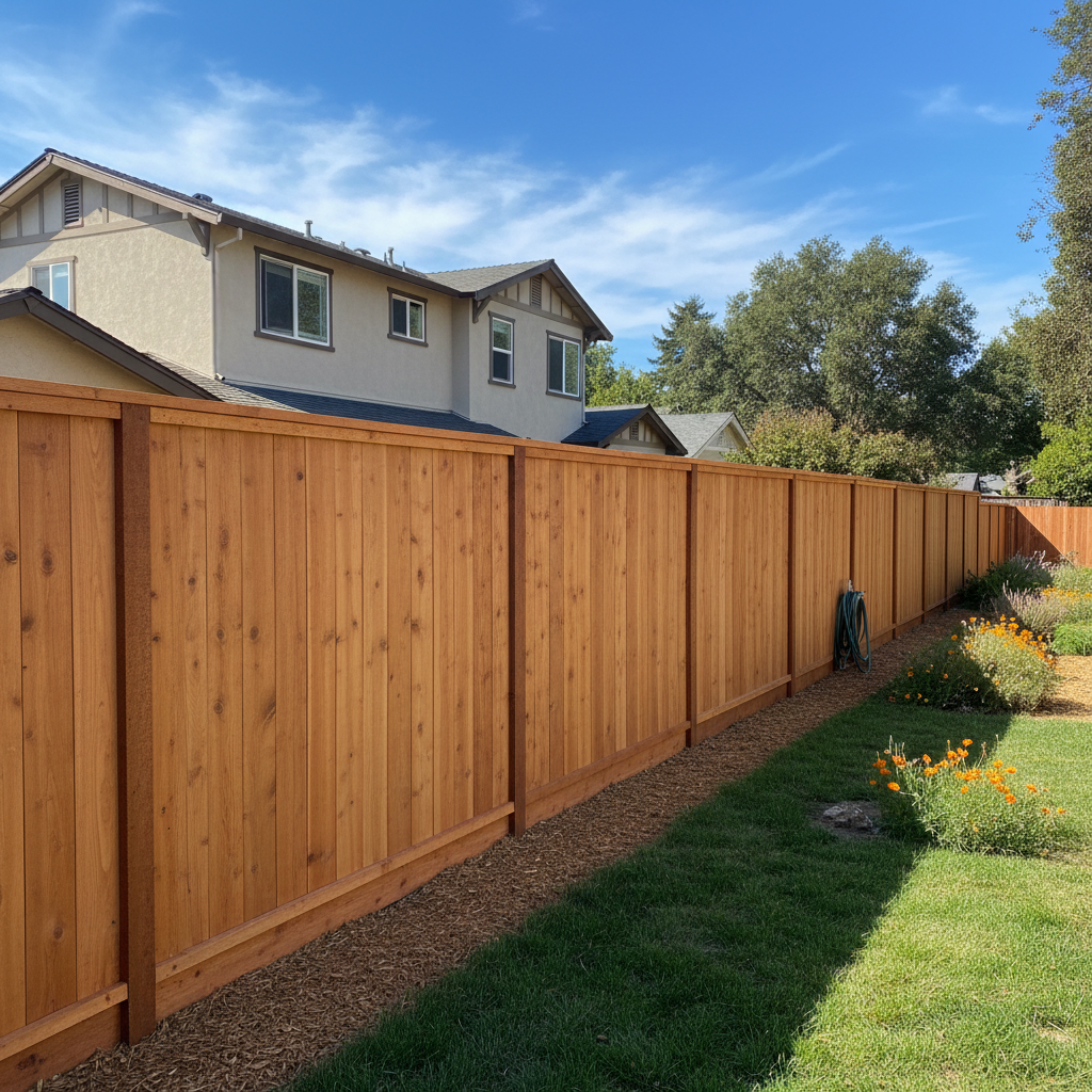 Completed privacy fence installation work at a residential property in Benicia, CA