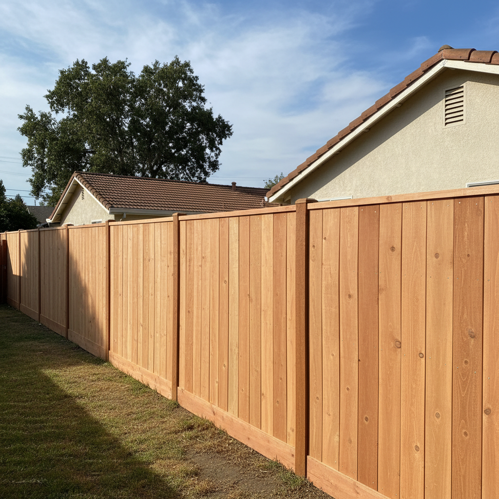Completed privacy fence installation work at a residential property in Vallejo, CA