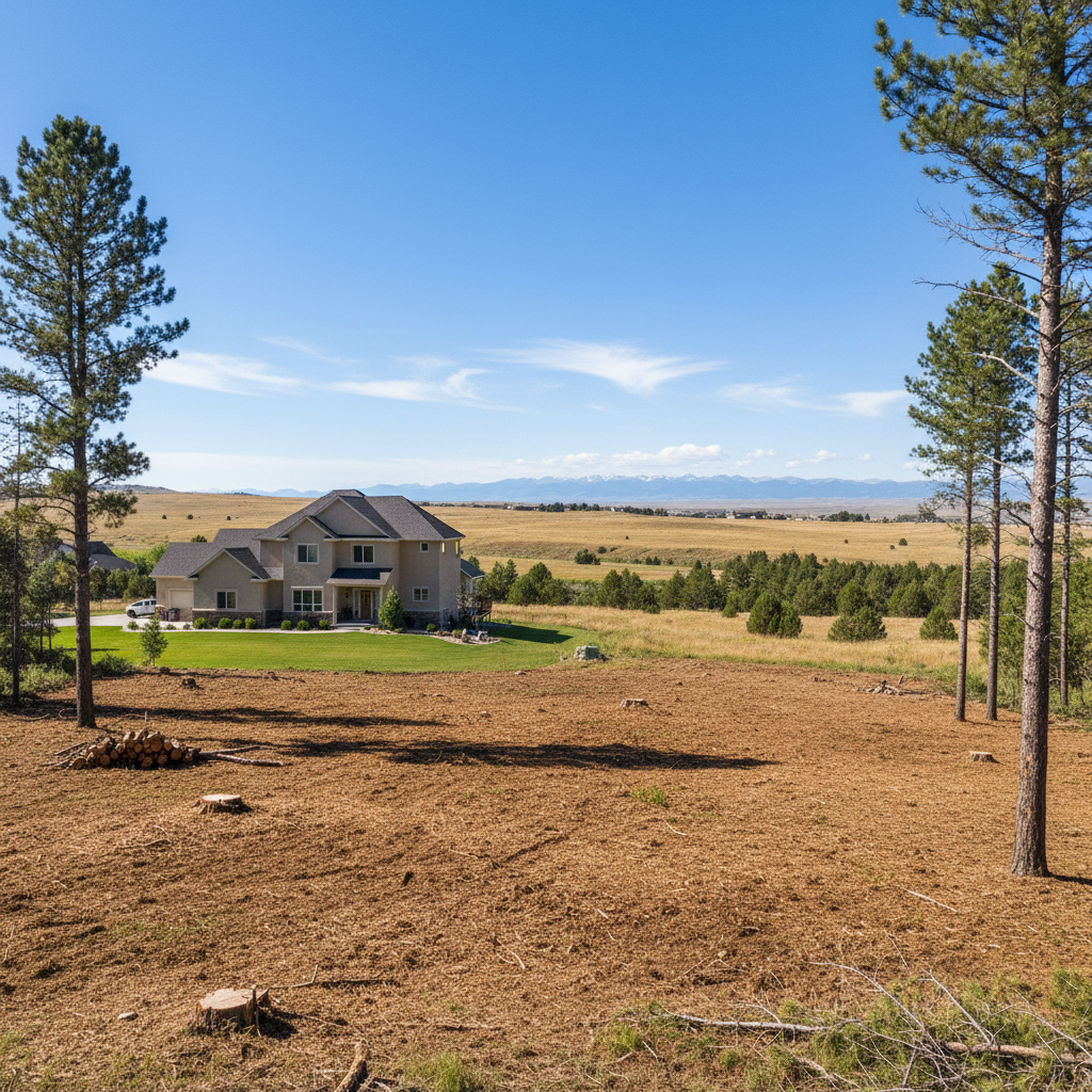Completed land clearing work at a residential property in Billings, MT