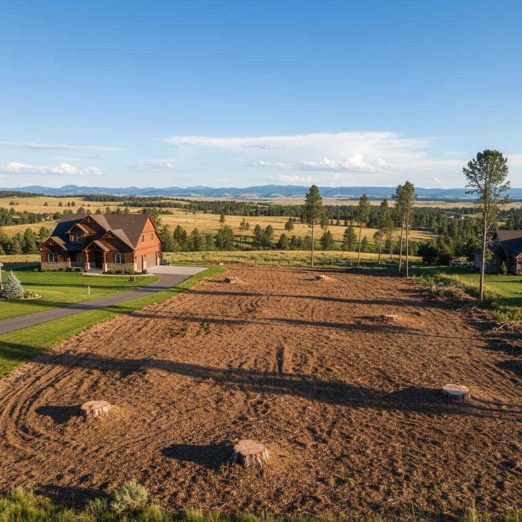 Completed lot clearing work at a residential property in Laurel, MT