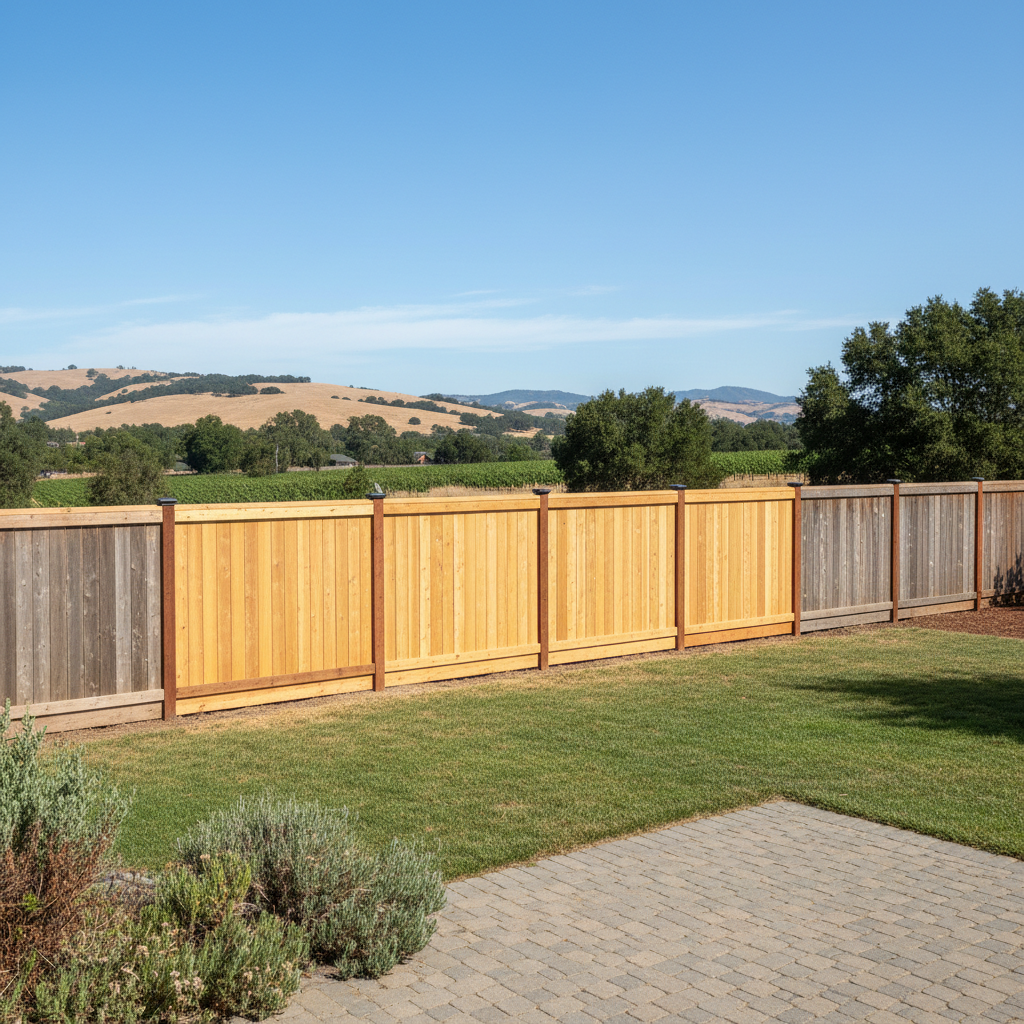 Completed fence repair work at a residential property in Napa, CA