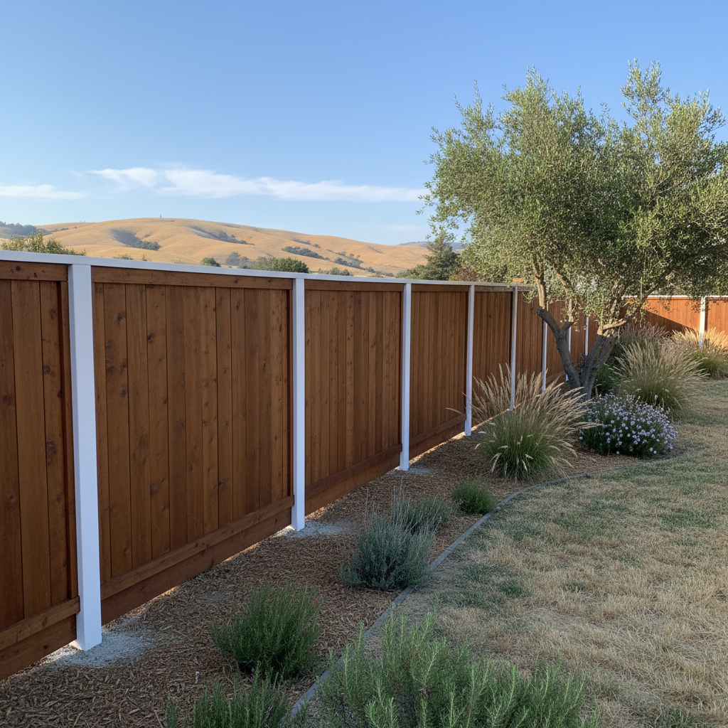 Completed fence staining and painting work at a residential property in Benicia, CA