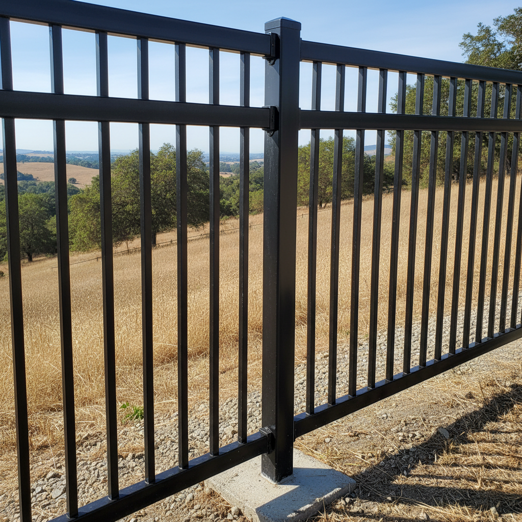 Completed aluminum fence installation work at a residential property in Vallejo, CA