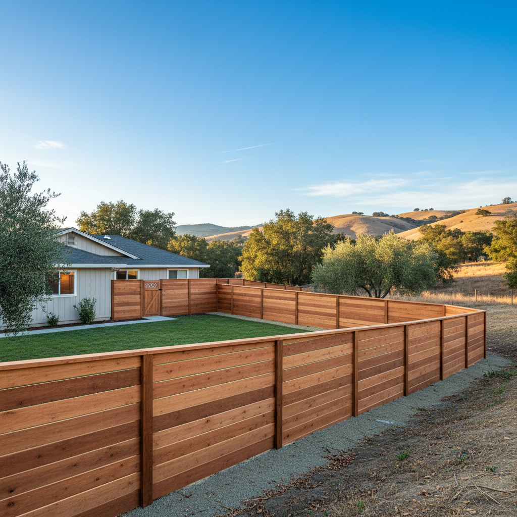 Completed wood fence installation work at a residential property in Napa, CA