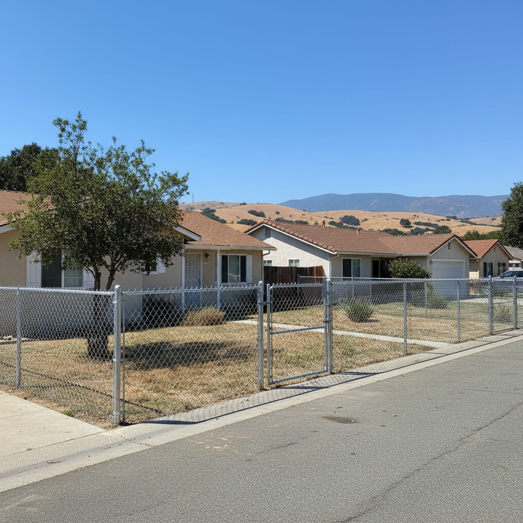 Completed chain link fence installation work at a residential property in Vallejo, CA