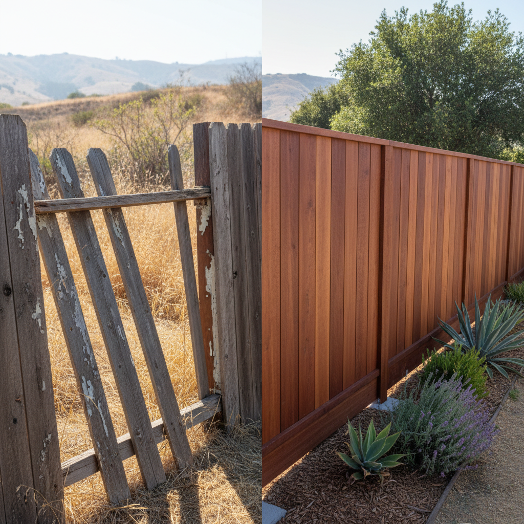 Completed privacy fence installation work at a residential property in Benicia, CA