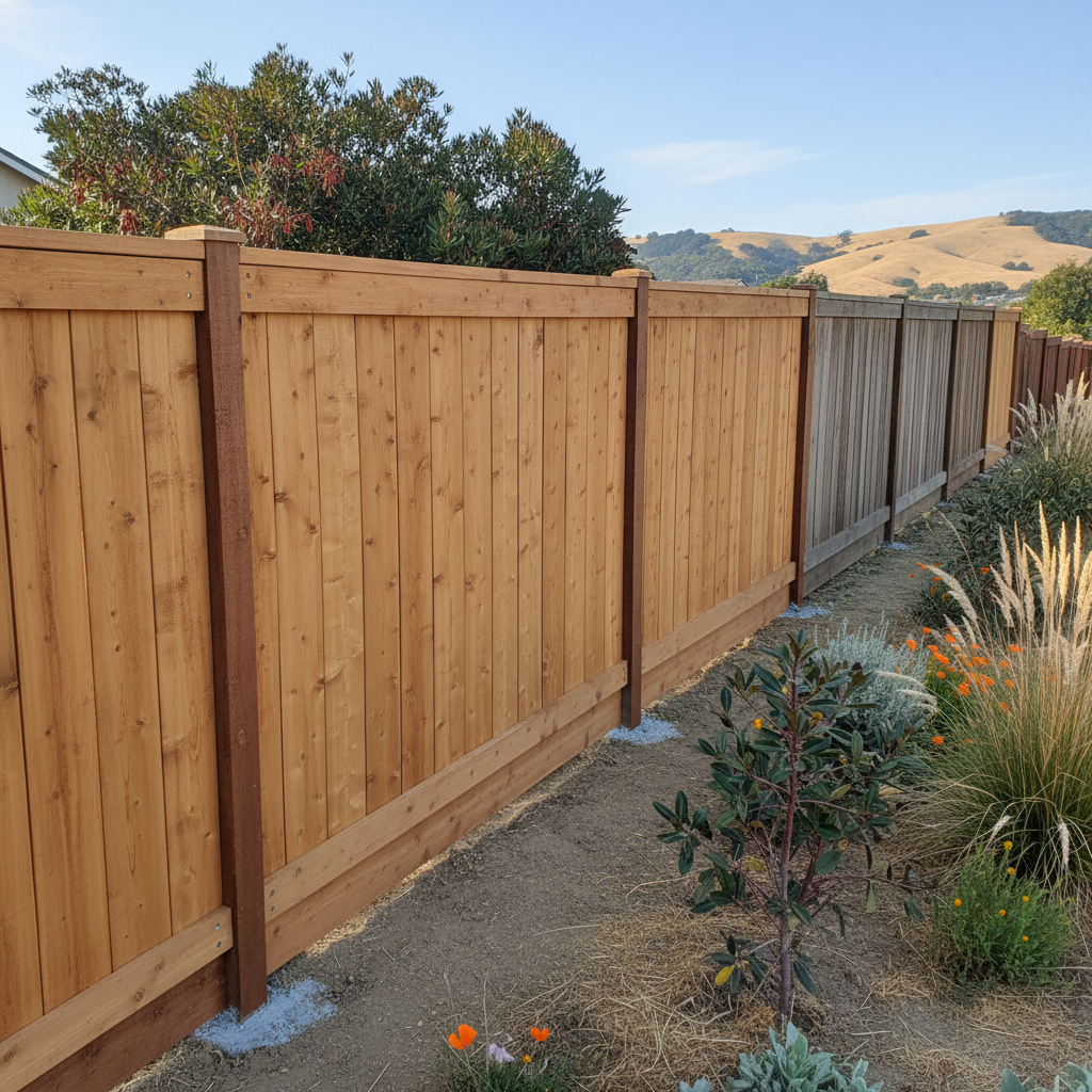 Completed fence repair work at a residential property in Benicia, CA