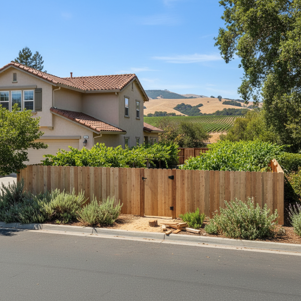 Completed fence repair work at a residential property in Napa, CA