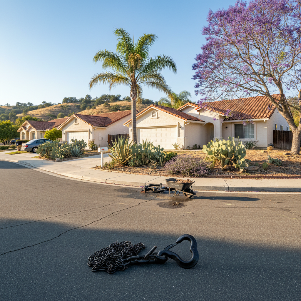 Completed emergency towing work at a residential property in Vista, CA