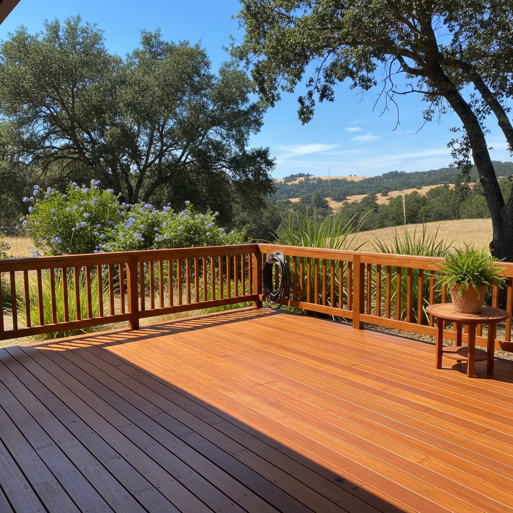 Completed deck staining work at a residential property in Auburn, CA